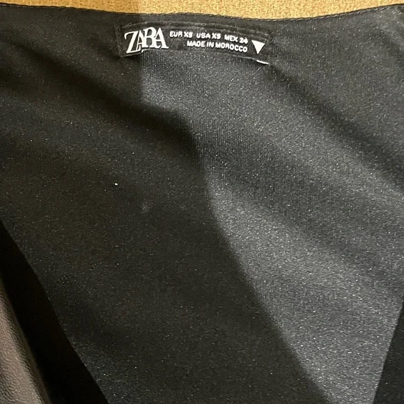 Black Leather V-neck Mini Dress - Picture 2 of 5